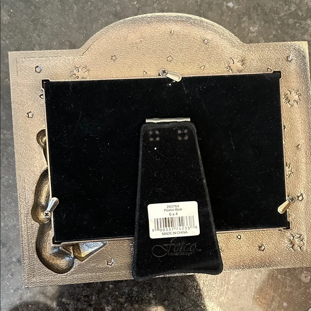 Fetch Home Decor Silver Pewter Teddy Bear Photo Frame EUC 6X4